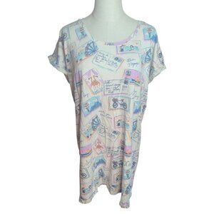 Munki Munki Short Sleeve Nightgown Sleep Dress Medium